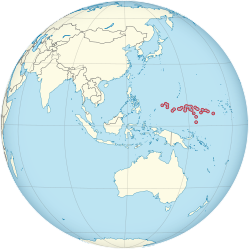 Micronesia on the globe (Southeast Asia centered) (small islands magnified).svg