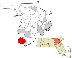 Middlesex County Massachusetts incorporated and unincorporated areas Hopkinton highlighted.svg