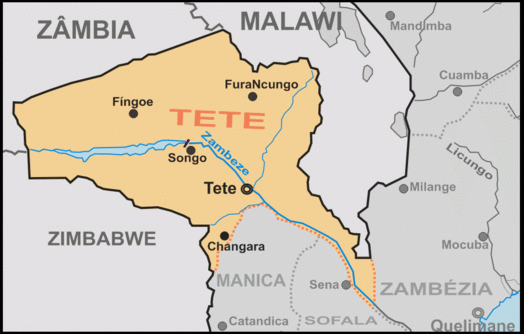Kaart van Tete