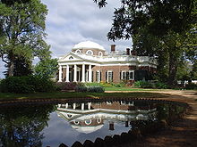 A 2005 photograph of Monticello Monticello reflected.JPG