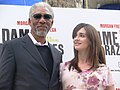 Morgan Freeman and Paz Vega at the presentation of the film 10 Items or Less in Madrid (Spain).