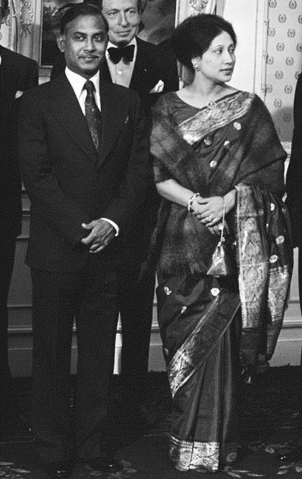 Rahman and Khaleda Zia on a state visit in the Netherlands in 1979 (in the background, Prince Claus)