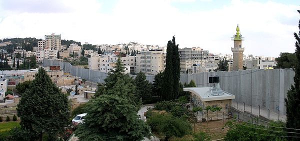 Israeli West Bank barrier separating Abu Dis from Jerusalem