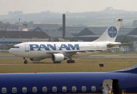 Clipper Miles Standish (N805PA), an Airbus A310 N805PA-A310-PanAm-PIK-July89.jpg