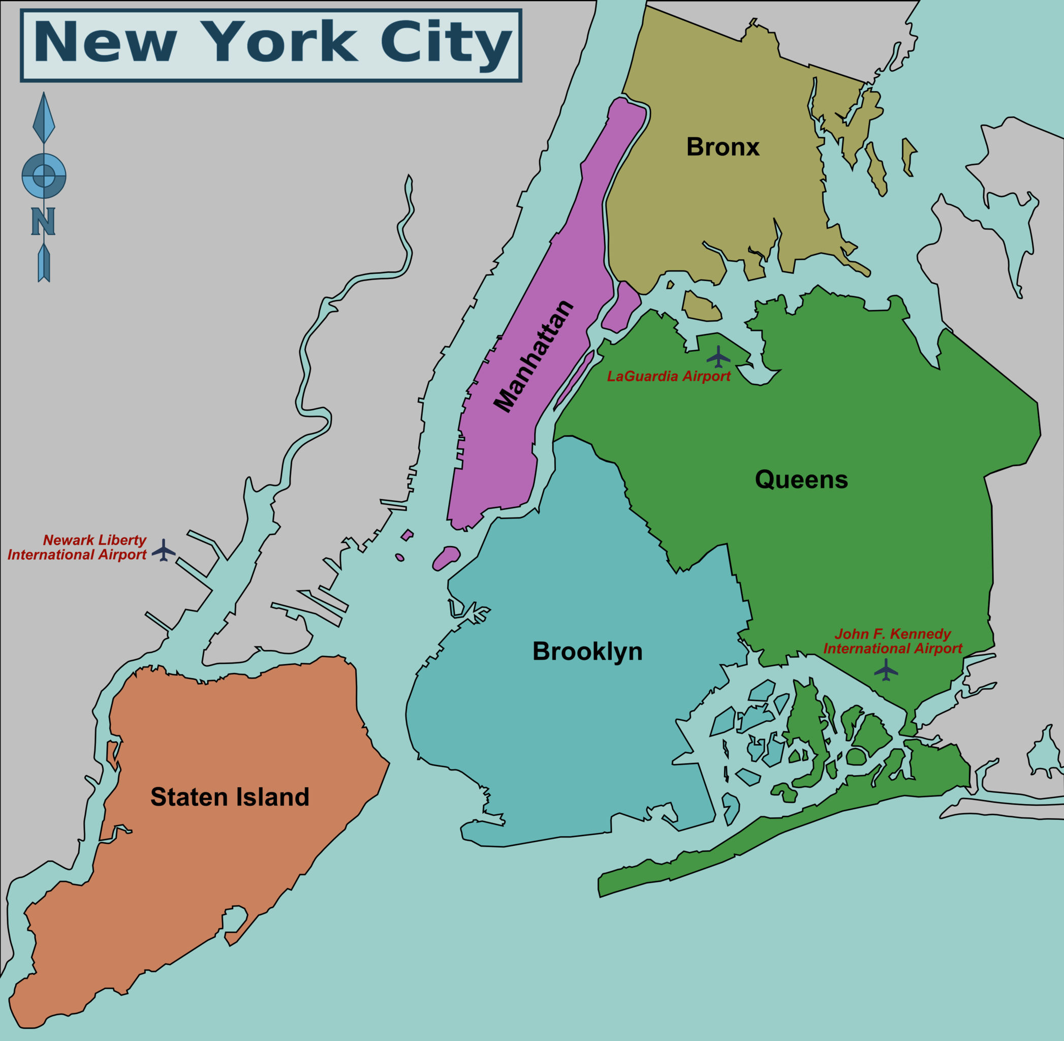 frio Embajador hogar Archivo:New York City District Map.png - Wikipedia, la enciclopedia libre