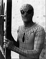 In the 1977 series, Spider-Man's eyes were visible through his mask Nicholas Hammond Amazing Spider-Man 1977.JPG