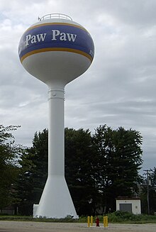 Paw Paw, IL water tower built in 2007. Paw Paw IL water tower.jpg