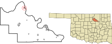 Pawnee County Oklahoma Incorporated und Unincorporated Bereiche Ralston hervorgehoben.svg