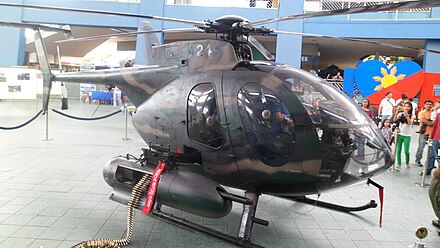 The PAF MD-520MG displayed at the Mall of Asia.