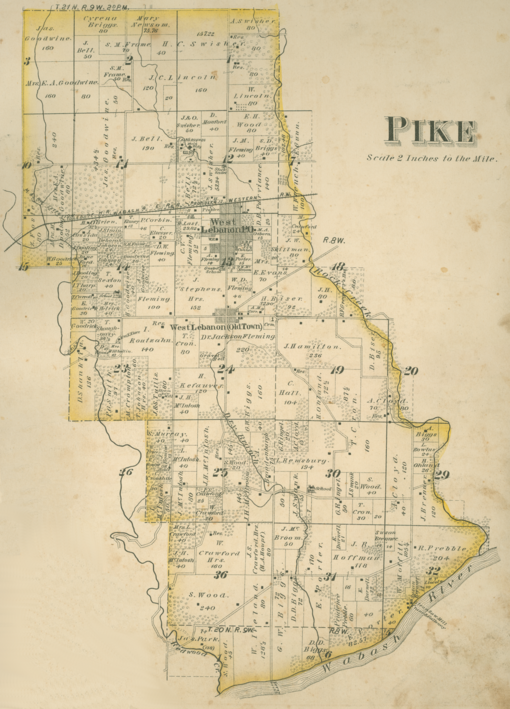 1877 map of Pike Township Pike Township, Warren County, Indiana map from 1877 atlas.png
