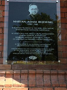 Plaque in memoriam to Marian Rejewski