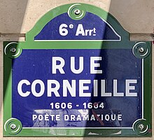 Fichier:Plaque_Rue_Corneille_-_Paris_VI_(FR75)_-_2021-07-29_-_1.jpg