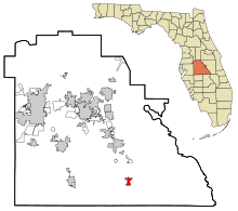 Județul Polk Florida Zonele încorporate și necorporate Frostproof Highlighted.svg