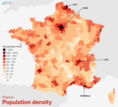 population density map of france Demographics Of France Wikipedia population density map of france