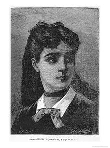 Portrait of young Sophie Germain known for her contributions in math and the theory of elasticity Portrait Sophie Germain.jpg