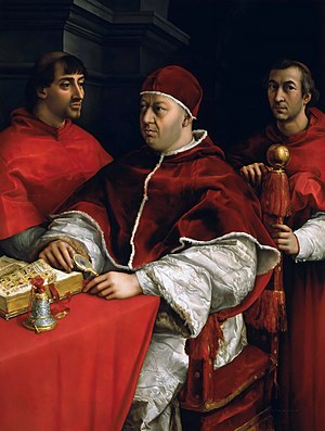 Portrait of Pope Leo X and his cousins, cardinals Giulio de