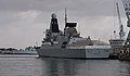 * Nomination HMS Dauntless. Mattbuck 08:49, 10 May 2014 (UTC) Rather dark --High Contrast 23:39, 10 May 2014 (UTC)  Done Mattbuck 21:39, 13 May 2014 (UTC) Looks rather noisy.Crisco 1492 08:27, 20 May 2014 (UTC) * Decline 1/3 left a bit unsharp IMO --Christian Ferrer 17:34, 23 May 2014 (UTC) Unfortunate light, overall dull, chroma noise in shadows and water surface, not a QI for me, sorry --Kreuzschnabel 06:41, 27 May 2014 (UTC) I would point out that it's a grey ship on a grey day, it's hardly going to stand out... Mattbuck 22:03, 28 May 2014 (UTC) While you took a picture of the subject's shadow side, the background left ship is well illuminated. --Sitacuisses 20:42, 29 May 2014 (UTC)