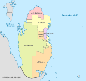 Qatar, administrative divisions - de - colored.svg
