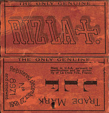 An early 20th century pack of Rizla rolling papers, (no glue strip) Rizla 1881.jpg