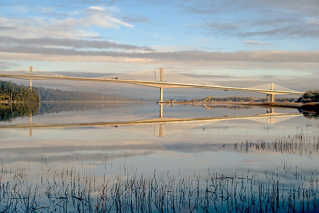 Rose Fitzgerald Kennedy Bridge, the longest in Ireland, crossing the River Barrow near New Ross