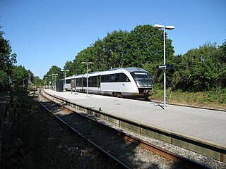 <span class="mw-page-title-main">Skødstrup railway station</span> Railway station in Skødstrup, Denmark