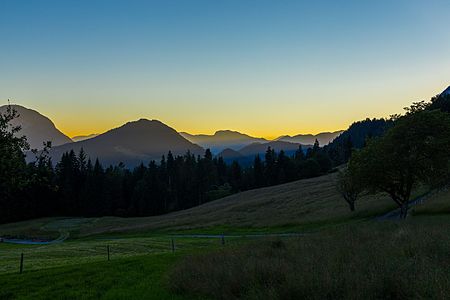 Sunset at Kaiser mountains above Ellmau, Tyrol, Austria.