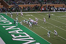 SMU in action against North Texas Southern Methodist vs. North Texas football 2018 29 (Southern Methodist on offense).jpg