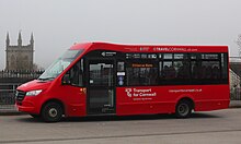 A Mellor Strata operated by Summercourt Travel in Transport for Cornwall livery (St Austell, 2022) St Austell Bus Station - Summercourt LK68ZTC.jpg