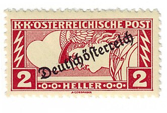 2 χέλερ 1919, με επισήμανση "deutsch österreich"