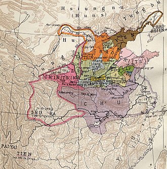 The Warring States. Qin is shown in pink Streitende-Reiche2.jpg