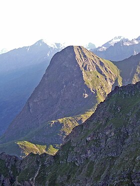 Uitzicht vanaf de westelijke bergkam van de Hohe Geige, naar het zuiden.