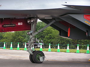 Nosewheel oleo strut on Su-30MKI aircraft