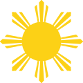 Detail slunce na filipínské vlajce (paprsky 3.75°)