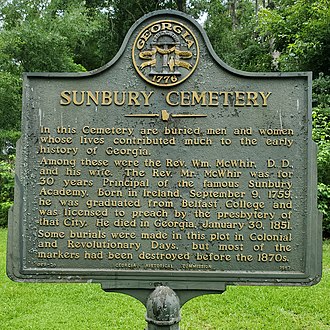 Georgia Historical Marker for the cemetery Sunbury Cemetery Georgia Historical Marker.jpg