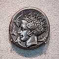 Syrakosai - 400-385 BC - silver tetradrachm - charioteer in quadriga and Nike - head of Arethousa - Berlin MK AM 18205386