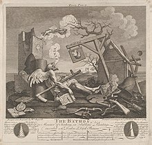 Cul-de-lampe ou la Chute du sublime, ultime gravure d'Hogarth imprimée en mars 1764.