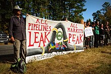 Protest near construction work for the Keystone XL pipeline in Winnsboro, Texas Tar Sands Blockade Oct 15 day of action.jpg