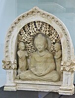 The Buddha and attendants (original in the State Museum of History of Uzbekistan, Tashkent).