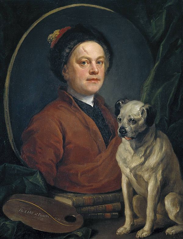 William Hogarth, The Painter and his Pug, 1745. Self-portrait with his pug, Trump, in Tate Britain, London.