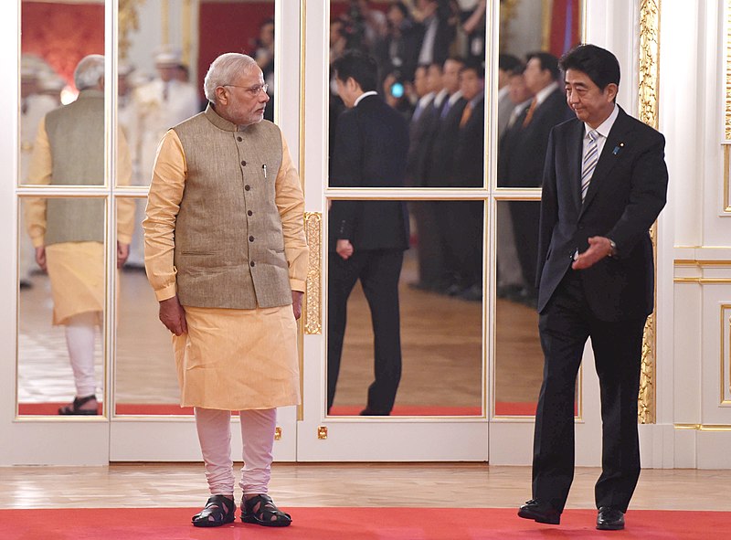 File:The Prime Minister, Shri Narendra Modi and the Prime Minister of Japan, Mr. Shinzo Abe at the Official Welcome Ceremony, at Akasaka Palace, in Tokyo, Japan on September 01, 2014.jpg