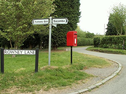 The postbox at Sacombe Green The postbox at Sacombe Green - geograph.org.uk - 1323973.jpg