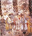 A mural painting of theatre actors, 14th century, Yuan Dynasty