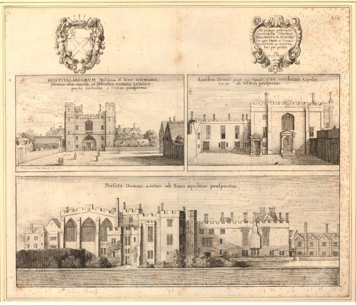 File:Three views on one plate of the Priory of St John of Jerusalem in Clerkenwell by Wenceslaus Hollar.jpg