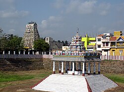 The tower of Thiyagarajaswamy Temple as seen from the Theppakulam (temple pond) Thyagaraswamy5.jpg