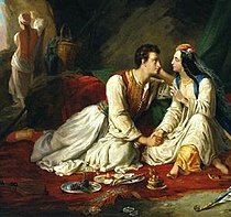 Title- Don Juan and Haidee, c.1833 (oil on canvas) Artist- Colin, Alexandre Marie (1798-1875) Location- Private Collection.jpg