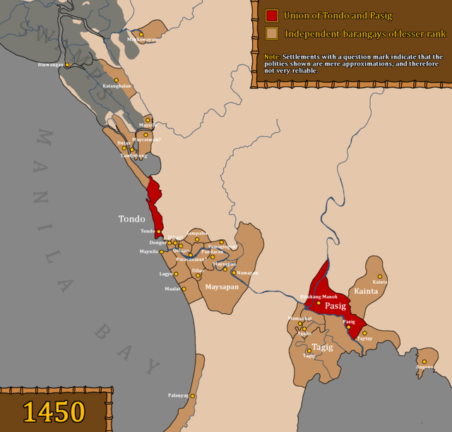 Размеры государства Тондо с X по XVI век