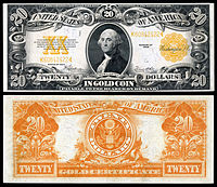 $20 Gold Certificate, Series 1922, Fr.1187, depicting George Washington