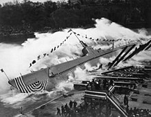 Launch of the USS Robalo (SS-273) at Manitowoc USS Robalo SS-273 launch.jpg