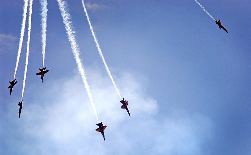 File:US Navy 061014-N-4774B-040 The U.S. Navy's Blue Angels, led by commanding officer Cmdr. Stephen Foley, perform aerial acrobatics during the 2006 Miramar Air Show at Marine Corps Air Station Miramar.jpg