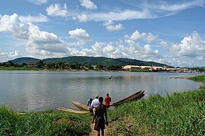 Die Ubangirivier naby Bangui, Sentraal-Afrikaanse Republiek.